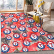 Texas Rangers Red Hibiscus Gray Leaf Beige Background Printed Area Rug