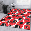 PHI Flyers Big Red Hibiscus White Background Printed Area Rug
