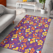 TOR Yellow And Orange Hibiscus Purple Background Printed Area Rug