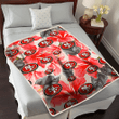 SF Red Hibiscus Gray Leaf Gainsboro Background 3D Fleece Sherpa Blanket