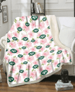 NYJ Light Pink Hibiscus White Background 3D Fleece Sherpa Blanket