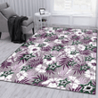 DAL Stars White Hibiscus Violet Leaves Light Grey Background Printed Area Rug