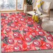 ATL Red Hibiscus Gray Leaf Gainsboro Background Printed Area Rug