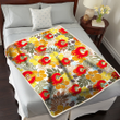 CGY Brown Yellow Hibiscus White Background 3D Fleece Sherpa Blanket