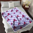 Atlanta Braves Light Purple Hibiscus Pattern Stripe Powder Purple 3D Fleece Sherpa Blanket