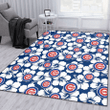CHC Modern White Hibiscus Navy Background Printed Area Rug