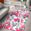 WSH Pink Hibiscus White Orchid White Background Printed Area Rug