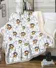 PIT White Sketch Hibiscus Pattern White Background 3D Fleece Sherpa Blanket