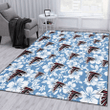 ATL White Hibiscus Light Blue Texture Background Printed Area Rug