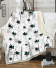 SJS Sketch Hibiscus White Background 3D Fleece Sherpa Blanket