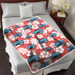 ORL White Hibiscus Indian Red Background 3D Fleece Sherpa Blanket