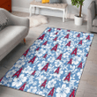 LAA White Hibiscus Light Blue Texture Background Printed Area Rug