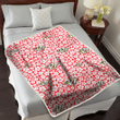 NSH Tiny White Hibiscus Pattern Red Background 3D Fleece Sherpa Blanket