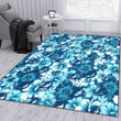 TB Lightning White Blue Hibiscus Blue Background Printed Area Rug