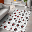 TOR White Sketch Hibiscus Pattern White Background Printed Area Rug
