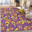 PIT Yellow And Orange Hibiscus Purple Background Printed Area Rug