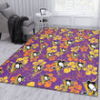 PIT Yellow And Orange Hibiscus Purple Background Printed Area Rug