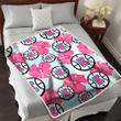 LAC Pink Blue Hibiscus White Background 3D Fleece Sherpa Blanket