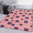 NYG Tiny White Hibiscus Pattern Red Background Printed Area Rug
