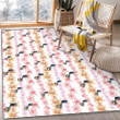 UTA Pink Hibiscus Yellow Pink Orchid White Background Printed Area Rug