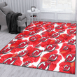 NJD Big Red Hibiscus White Background Printed Area Rug