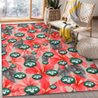 NYJ Red Hibiscus Gray Leaf Gainsboro Background Printed Area Rug