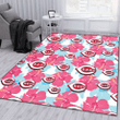 CIN Pink Blue Hibiscus White Background Printed Area Rug