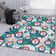 Texas Rangers Pastel Hibiscus Palm Leaf Tiny Dot Green Background Printed Area Rug