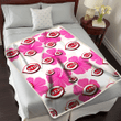 CIN Pink White Hibiscus Misty Rose Background 3D Fleece Sherpa Blanket