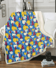 LAA Yellow White Hibiscus Powder Blue Background 3D Fleece Sherpa Blanket