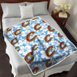 CLE White Hibiscus Light Blue Texture Background 3D Fleece Sherpa Blanket