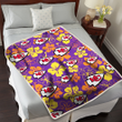 KC Yellow And Orange Hibiscus Purple Background 3D Fleece Sherpa Blanket