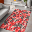 D-backs Red Hibiscus Gray Leaf Gainsboro Background Printed Area Rug