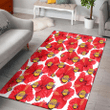 LAL Big Red Hibiscus White Background Printed Area Rug