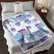 SAC White Hibiscus Orchid Light Blue Background 3D Fleece Sherpa Blanket