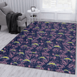 LAC Thistle Sketch Hibiscus Dark Slate Blue Background Printed Area Rug