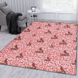 SLC Tiny White Hibiscus Pattern Red Background Printed Area Rug
