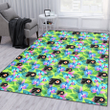 PHI Flyers Blue Orchid Green Pink Leaf Green Background Printed Area Rug