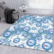 PHI 76ers White Hibiscus Orchid Light Blue Background Printed Area Rug