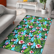KC Electro Color Hibiscus Black Background Printed Area Rug