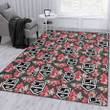 LAK Pink Hibiscus Orchid Brown Background Printed Area Rug