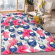 BUF Pink Hibiscus White Orchid White Background Printed Area Rug