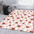 CIN Light Pink Hibiscus White Background Printed Area Rug