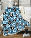 LVR Light Blue Hibiscus Blue Background 3D Fleece Sherpa Blanket