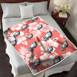 PHI White Hibiscus Salmon Background 3D Fleece Sherpa Blanket