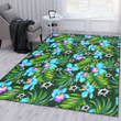 DAL Stars Electro Color Hibiscus Black Background Printed Area Rug