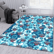 New Orlean Pelicans White Blue Hibiscus Blue Background Printed Area Rug