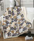 UTA Dark Brown Hibiscus Brown Leaves White Background 3D Fleece Sherpa Blanket
