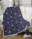 NO Small Hibiscus Buds Navy Background 3D Fleece Sherpa Blanket