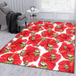 MIN Big Red Hibiscus White Background Printed Area Rug
